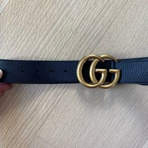 GUCCI wide leather black belt